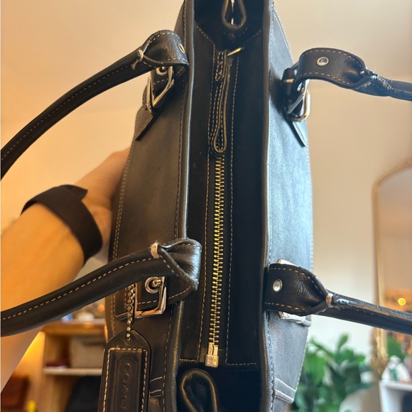 Vintage Coach Hampton Black Leather Carryall | Style 7555 | 2003 | Great Cond - Picture 9 of 11